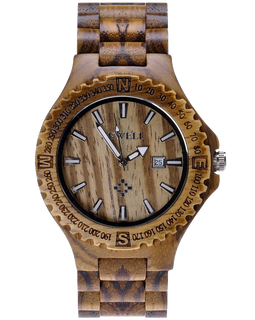 MEKU Handmade Wooden Wrist Watches Quartz with Solid Natural Zebrawood and Date Calendar